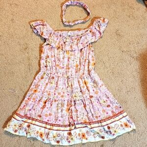 Off the Shoulder FloralDress with matching headband Size M